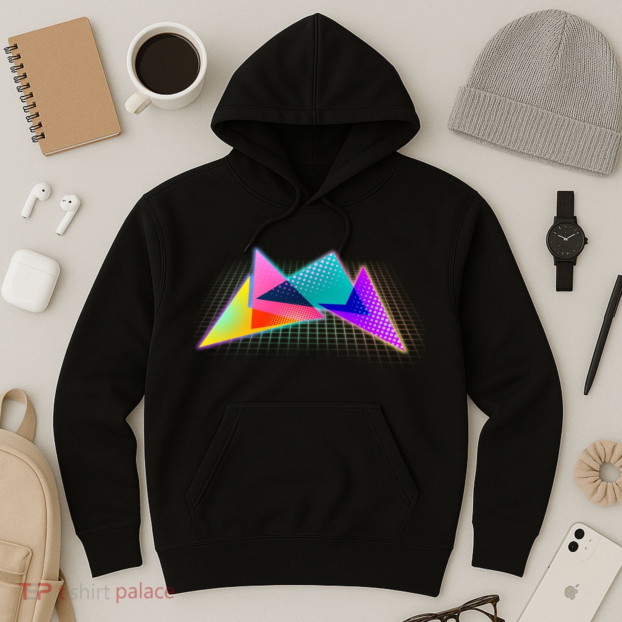 Retro Neon Geometric  Hoodie