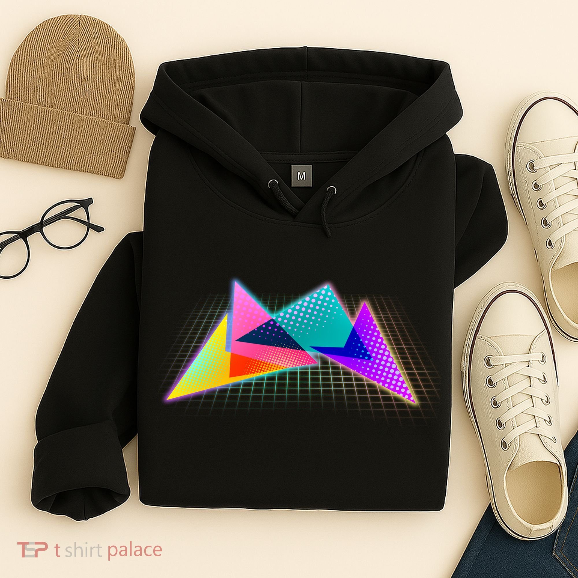 Retro Neon Geometric  Hoodie