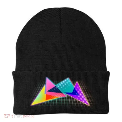 Retro Neon Geometric Beanie