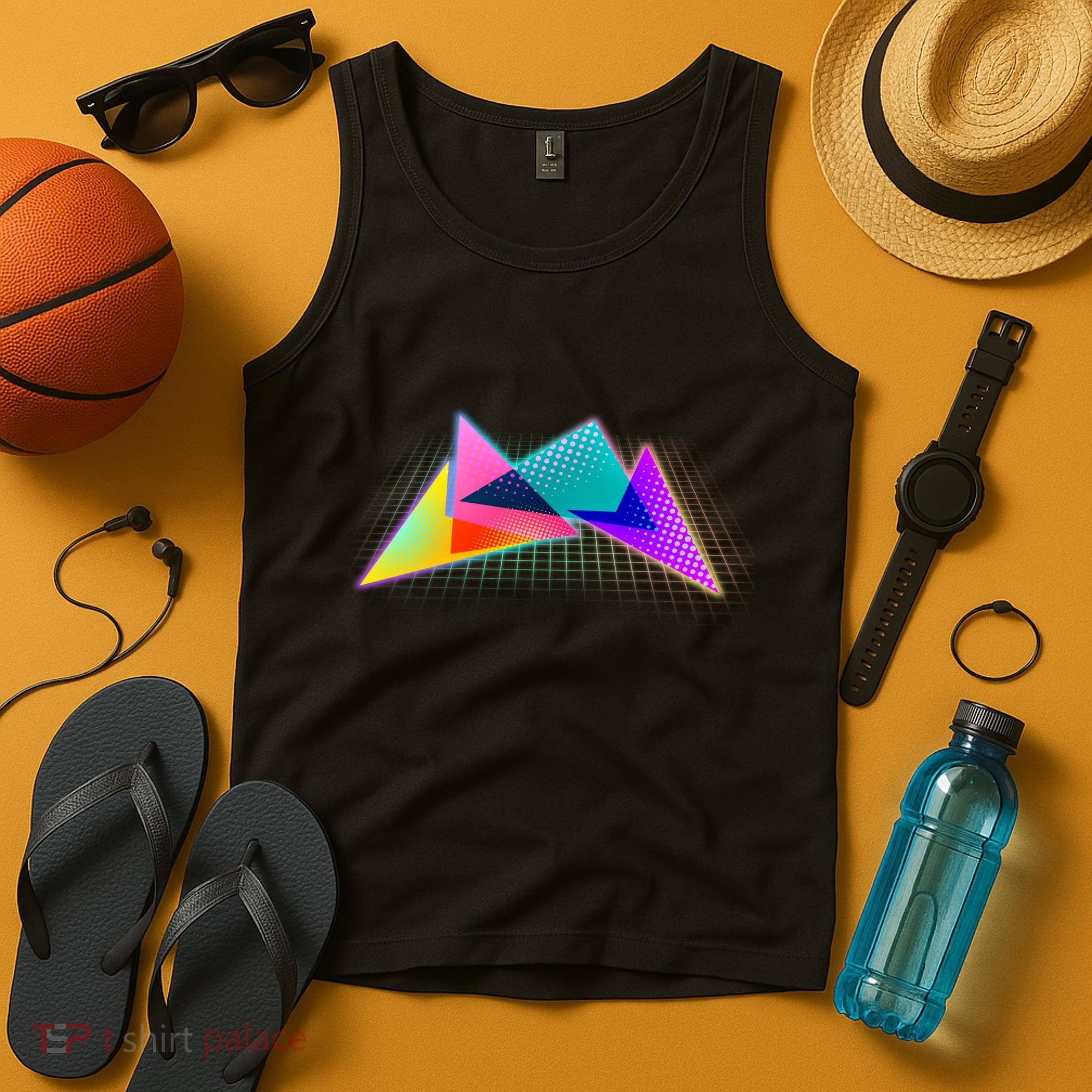 Retro Neon Geometric  Tank Top