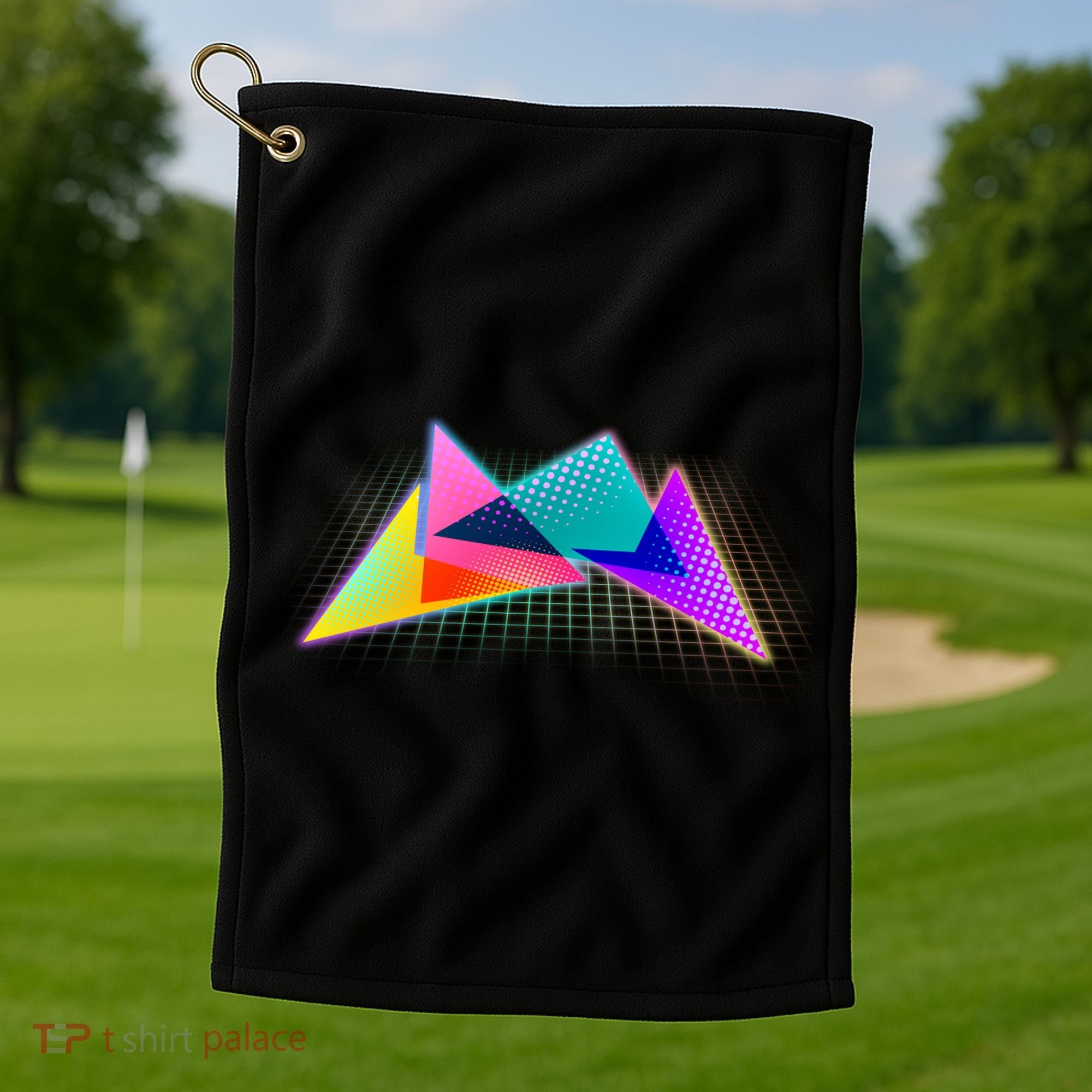 Retro Neon Geometric  Golf Towel