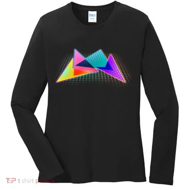 Retro Neon Geometric  Women's Long Sleeve Shirt