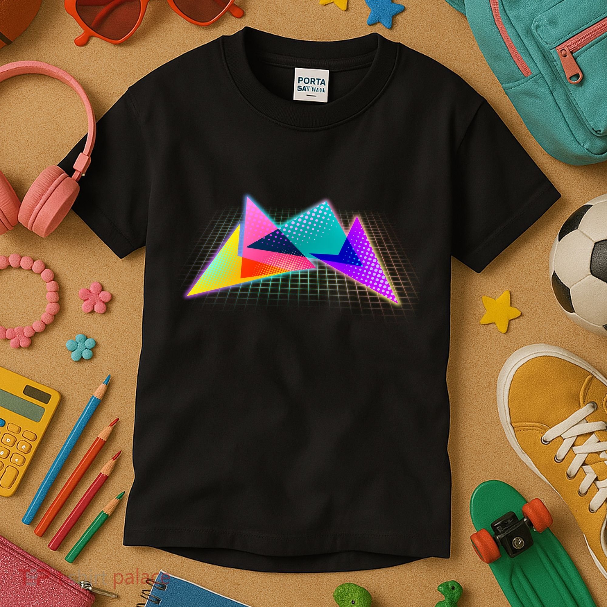 Retro Neon Geometric  Kids T-Shirt
