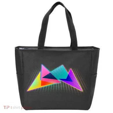 Retro Neon Geometric  Tote Bag