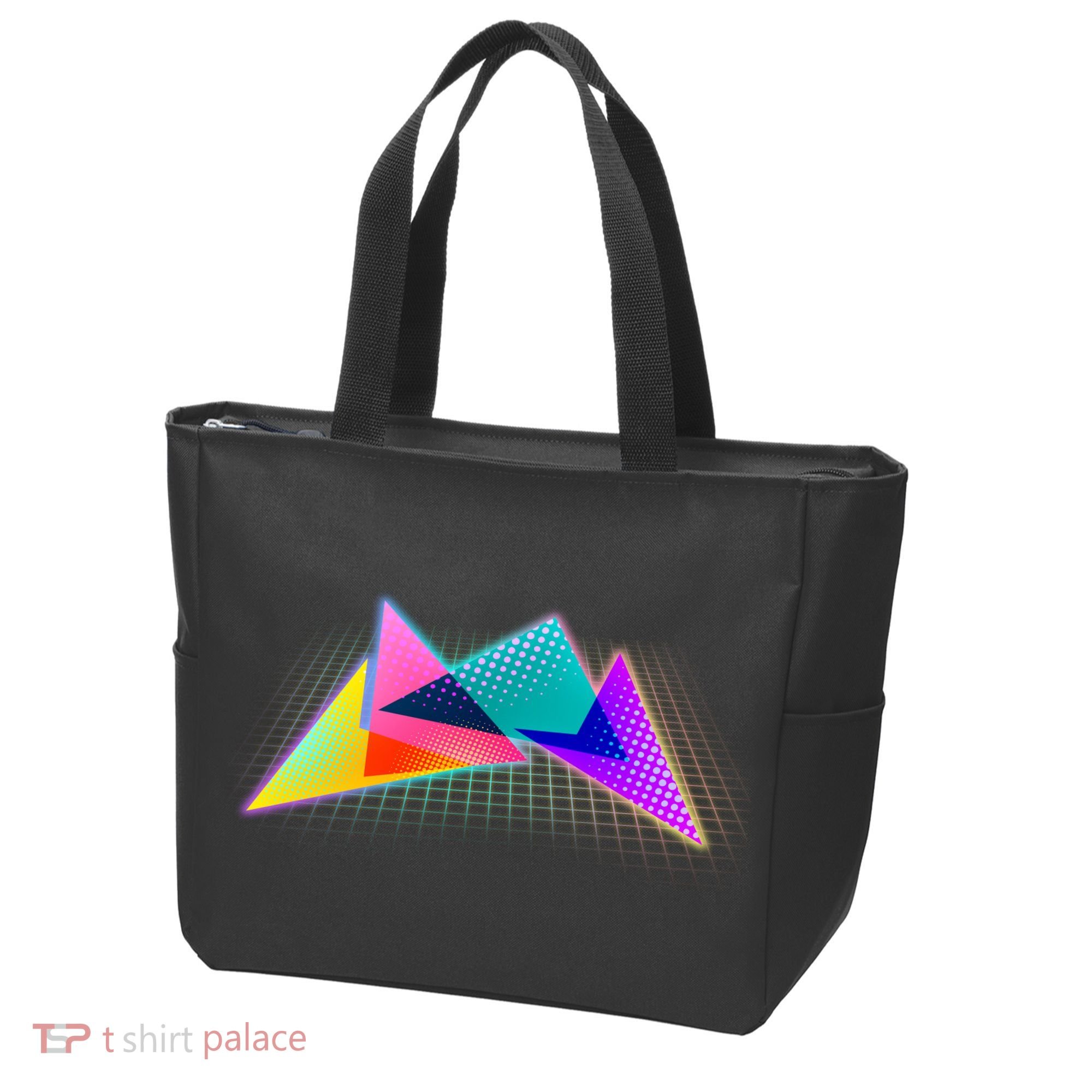 Retro Neon Geometric  Tote Bag
