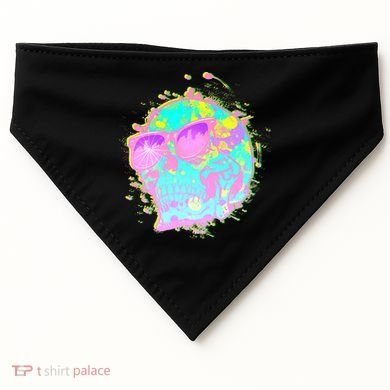 Retro Neon Skull USA-Made Doggie Bandana