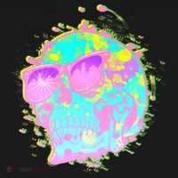 Retro Neon Skull Flexfit Unipanel Trucker Cap thumb 2