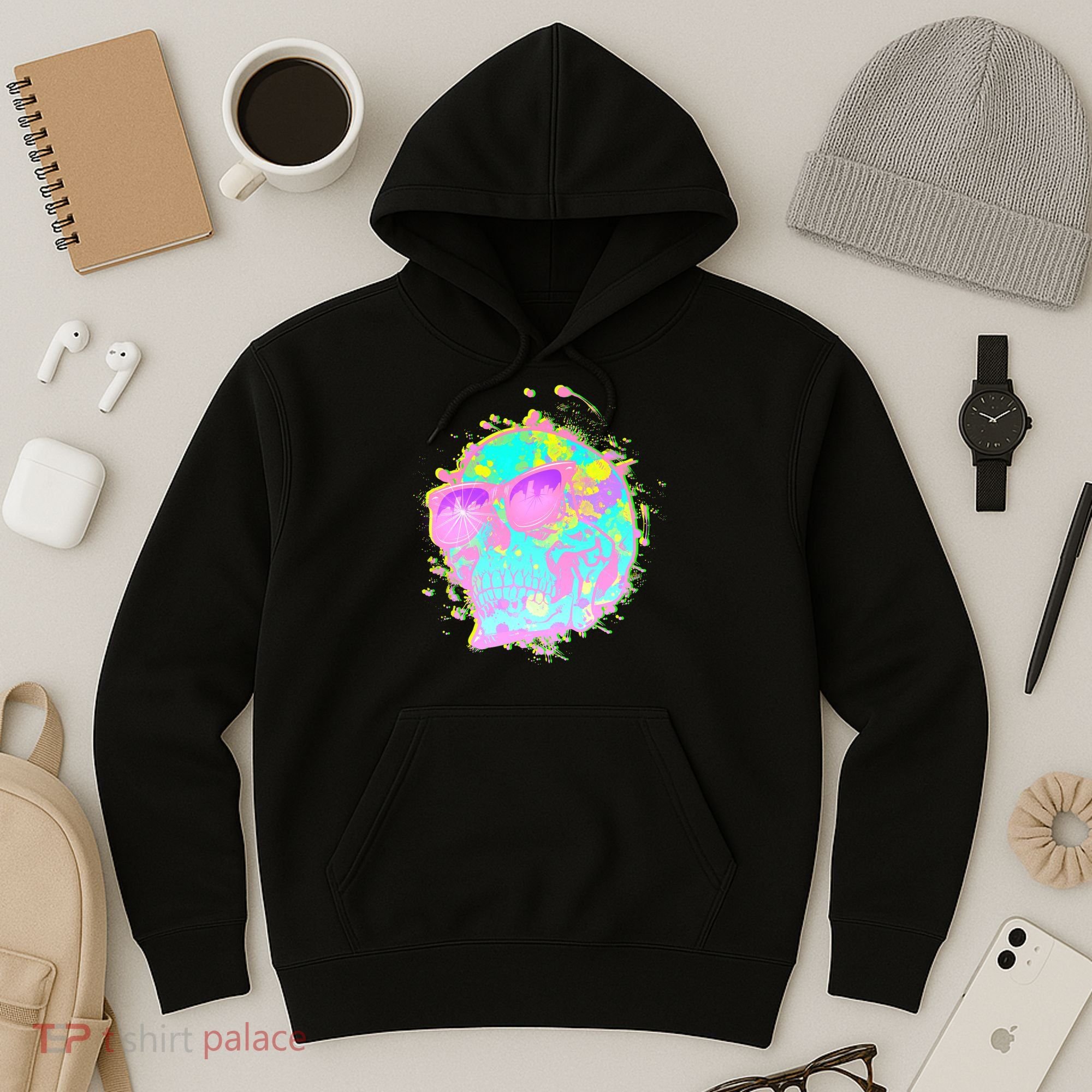 Retro Neon Skull Hoodie