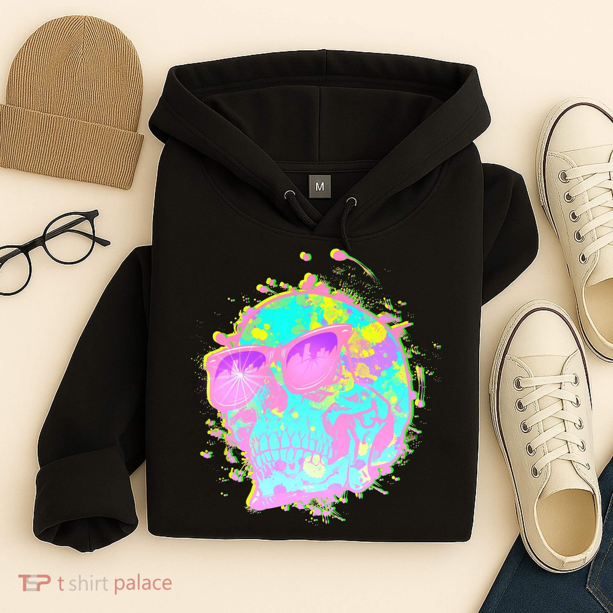 Retro Neon Skull Hoodie