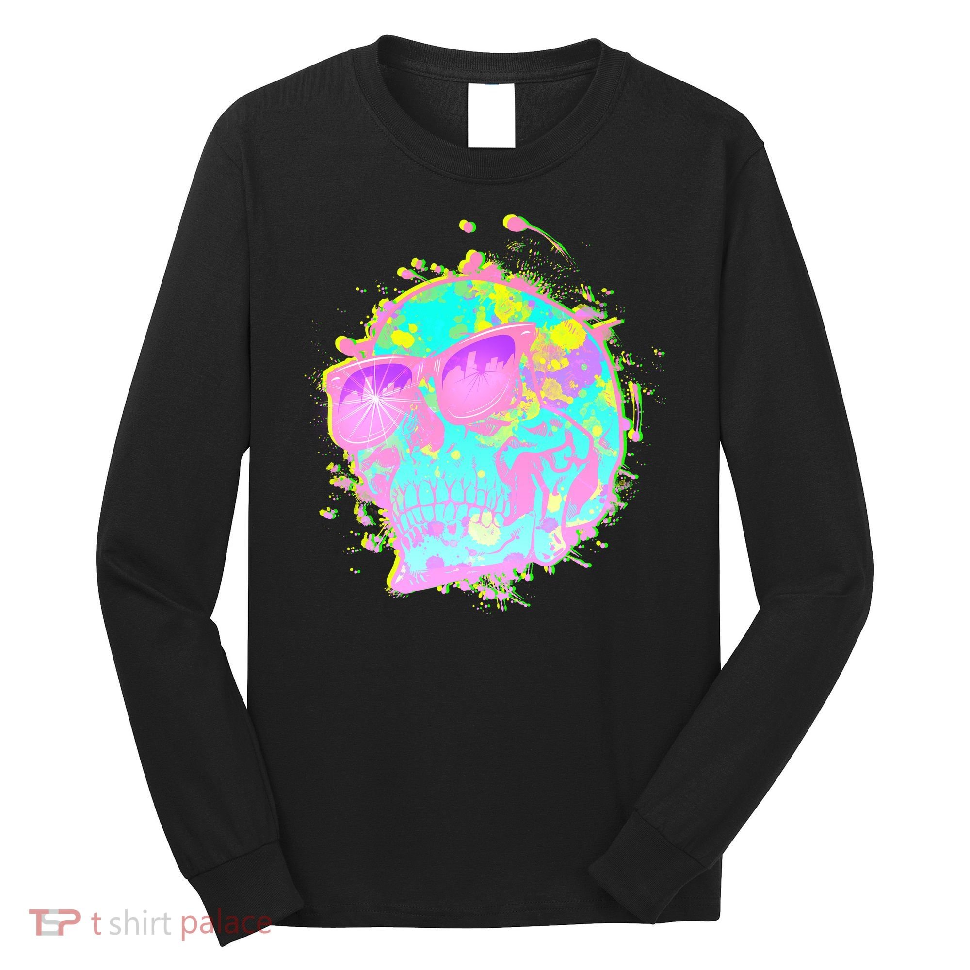 Retro Neon Skull Long Sleeve Shirt