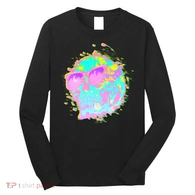 Retro Neon Skull Long Sleeve Shirt