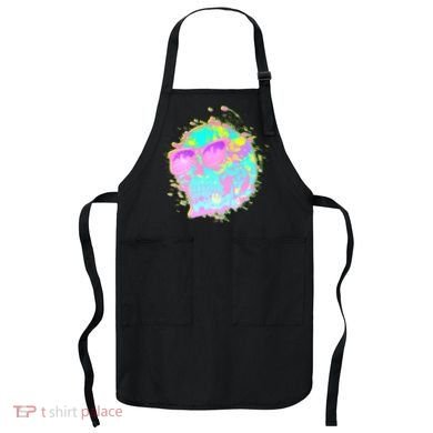 Retro Neon Skull Apron
