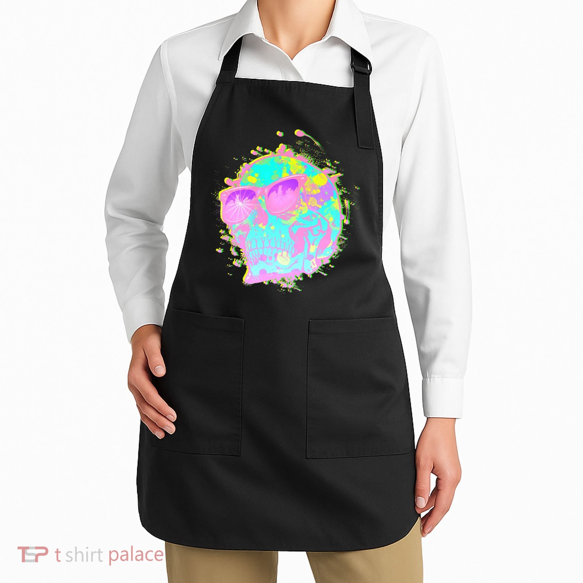 Retro Neon Skull Apron