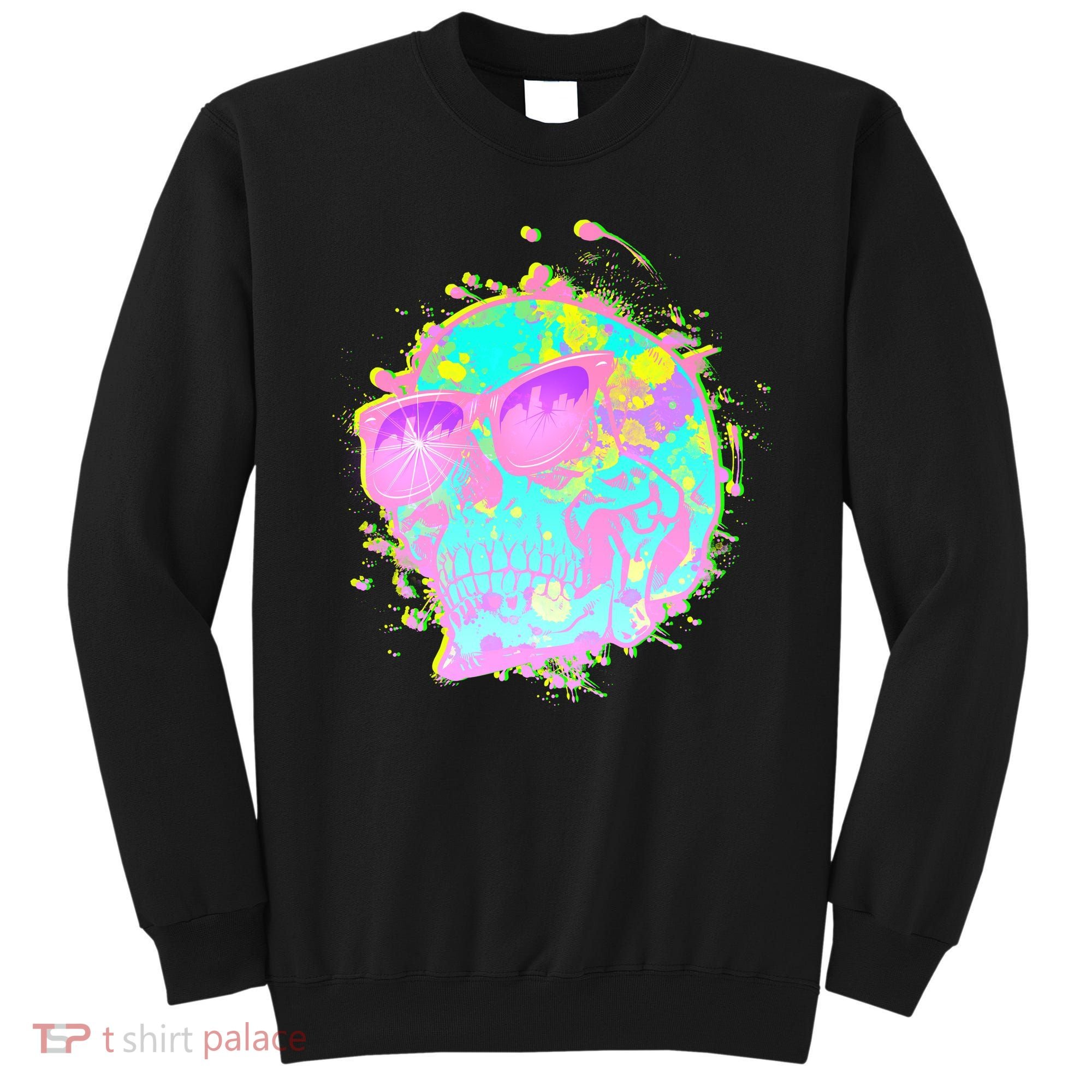 Retro Neon Skull Sweatshirt