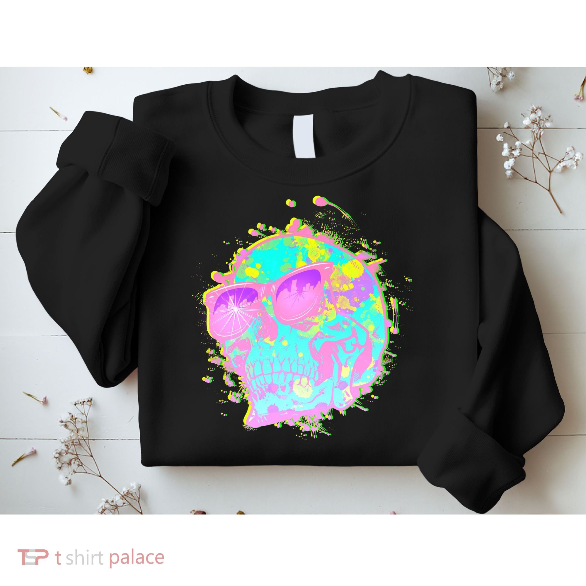Retro Neon Skull Sweatshirt