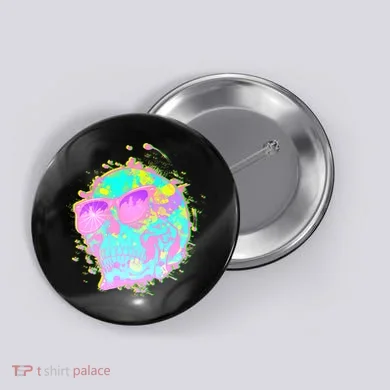 Retro Neon Skull Button