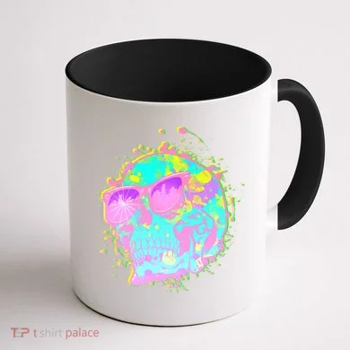 Retro Neon Skull Coffee Mug back