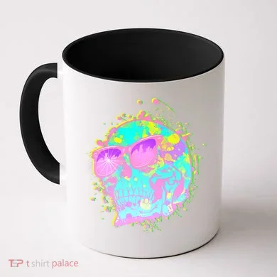 Retro Neon Skull Coffee Mug