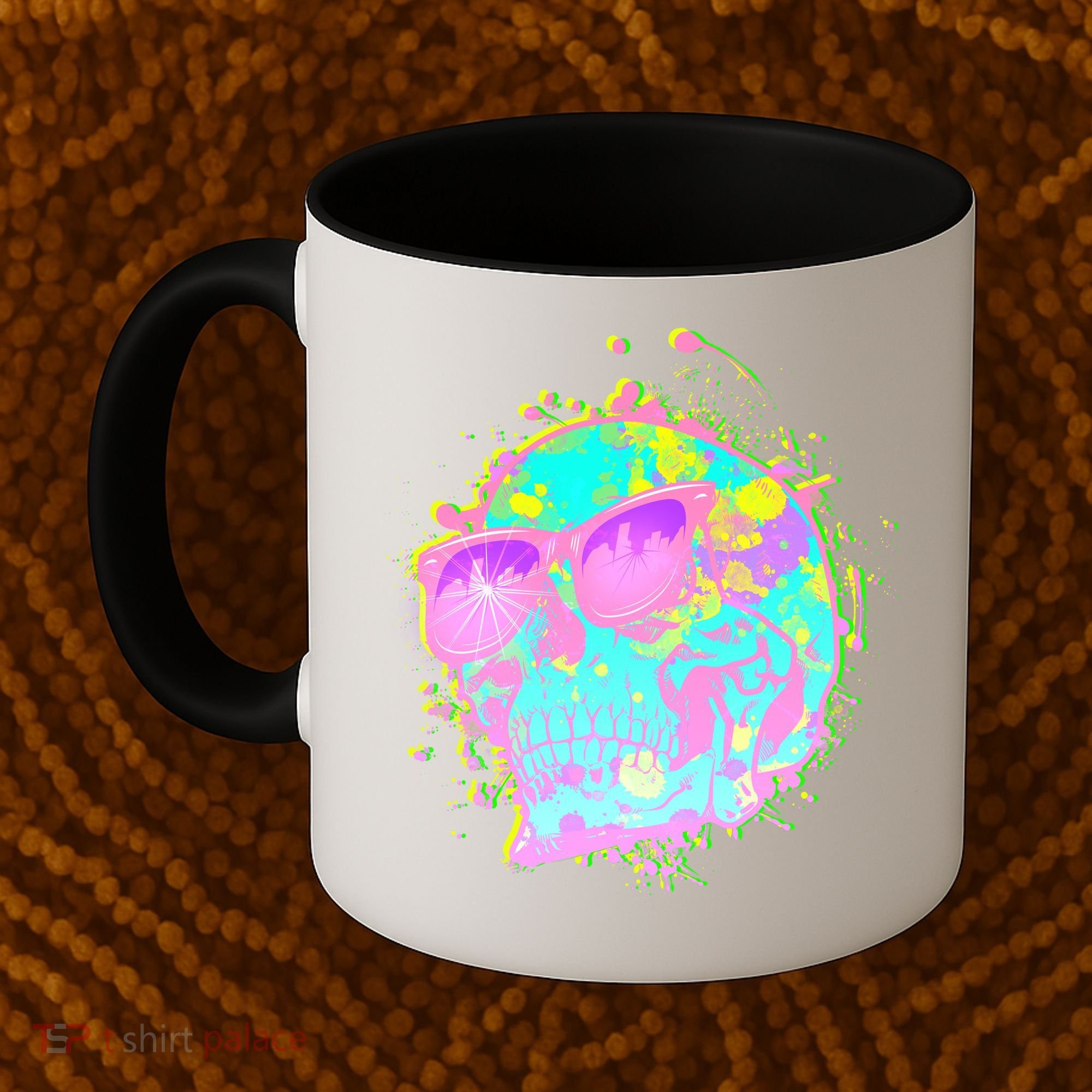 Retro Neon Skull Coffee Mug