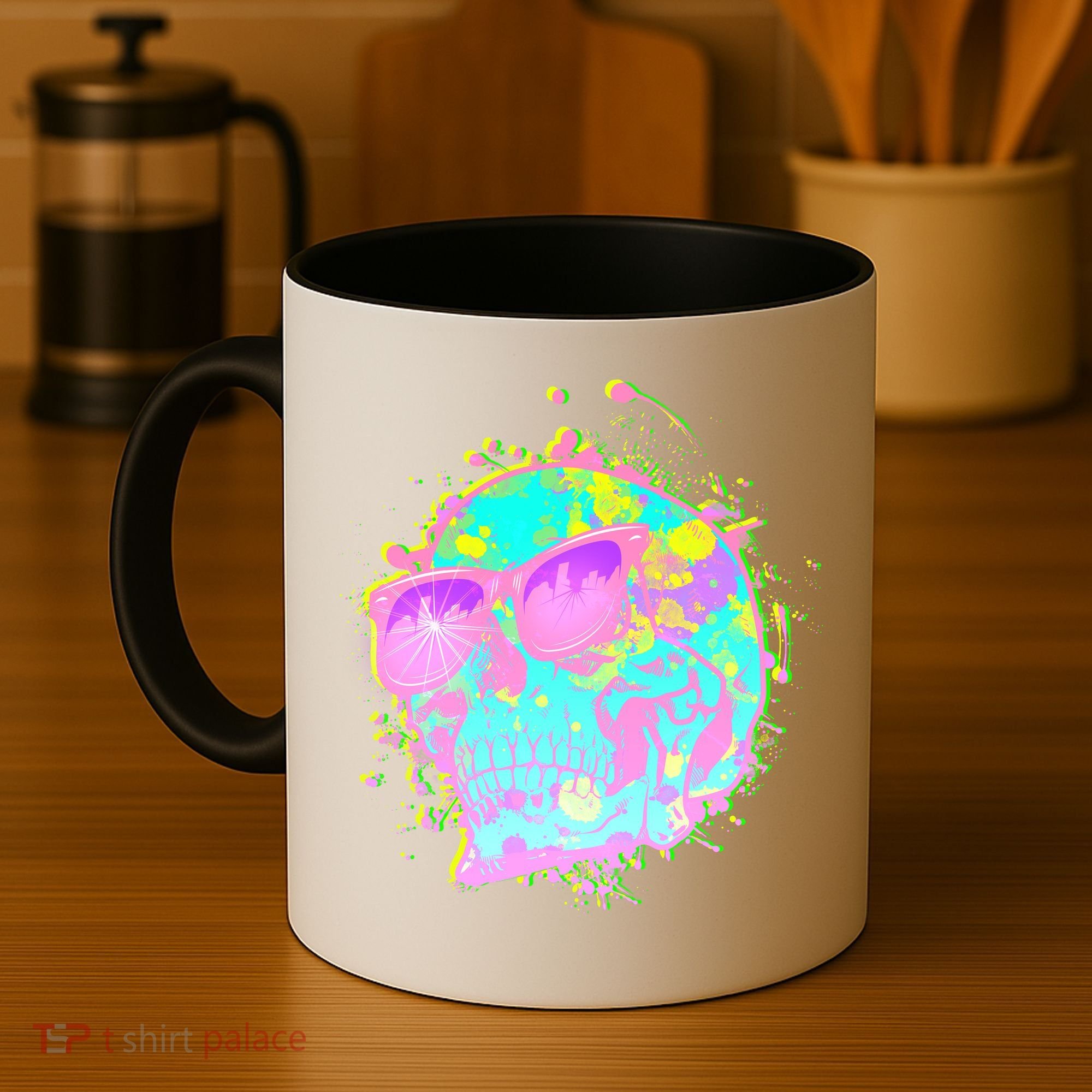 Retro Neon Skull Coffee Mug