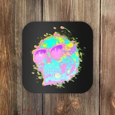 Retro Neon Skull Coaster
