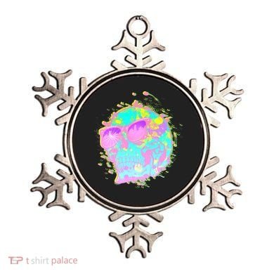Retro Neon Skull Ornament