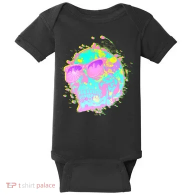 Retro Neon Skull Baby Bodysuit