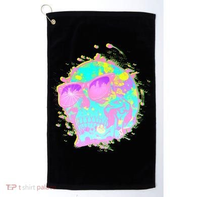 Retro Neon Skull Golf Towel