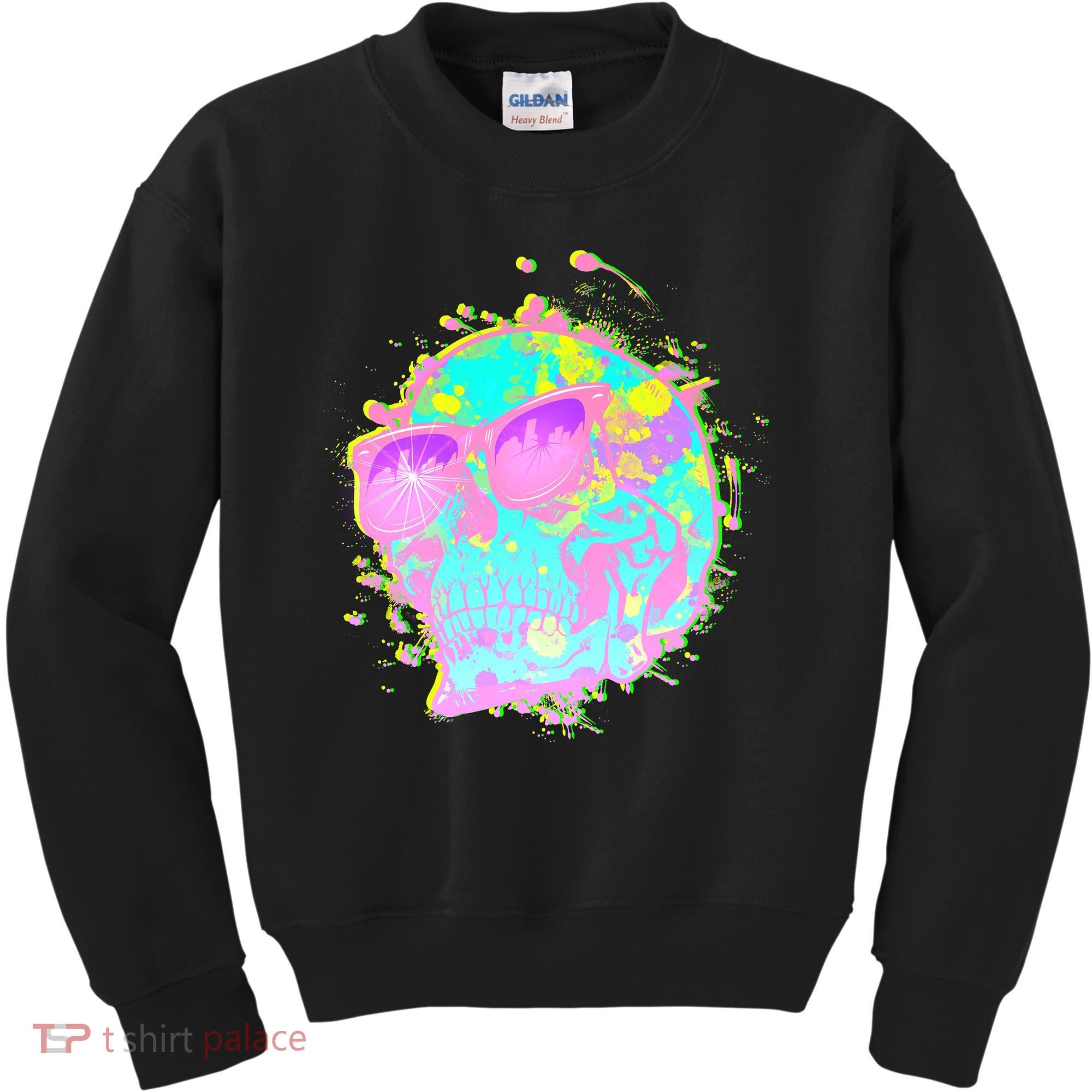 Retro Neon Skull Kids Sweatshirt