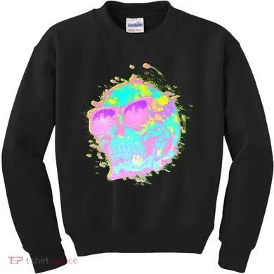 Retro Neon Skull Kids Sweatshirt