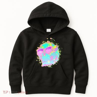Retro Neon Skull Kids Hoodie