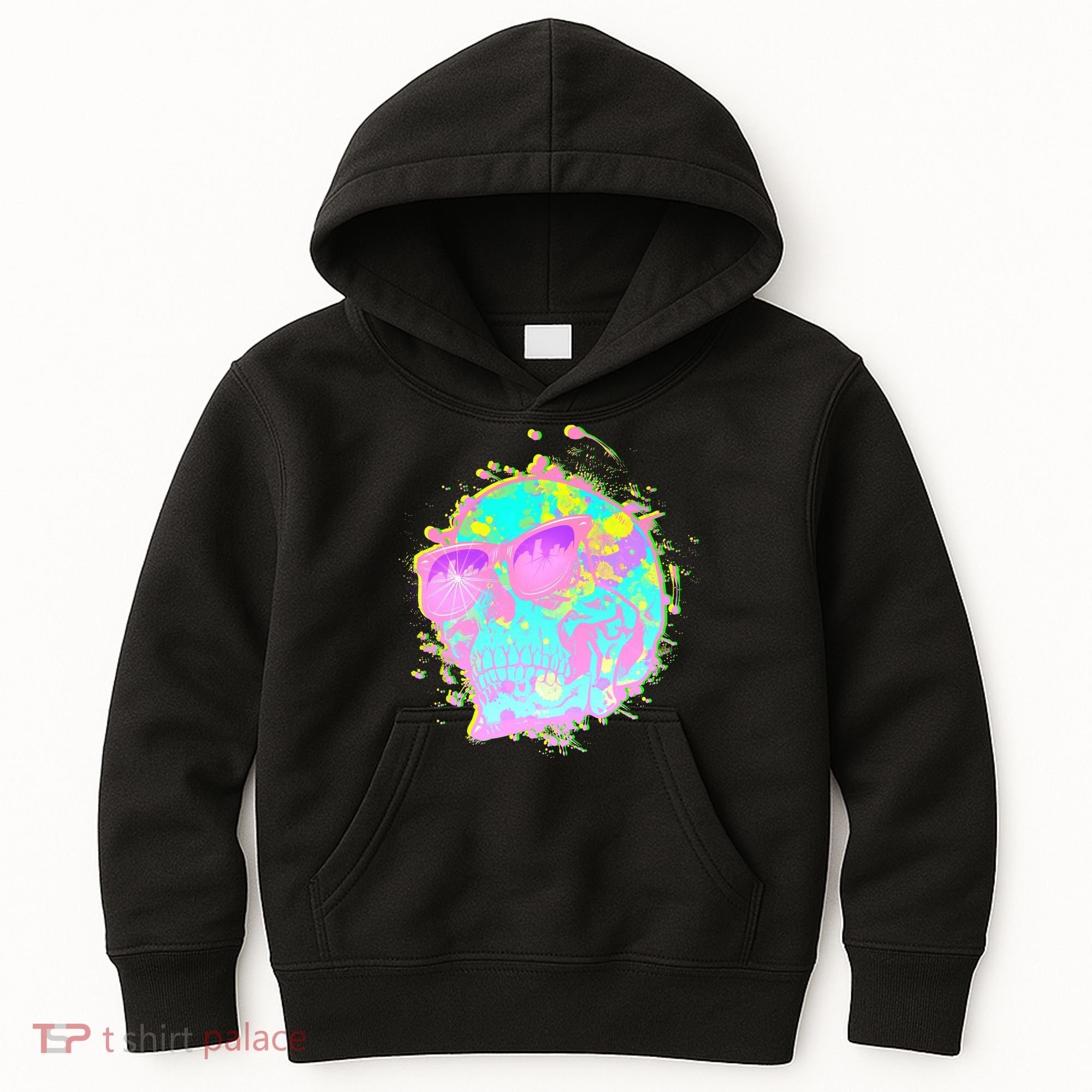 Retro Neon Skull Kids Hoodie