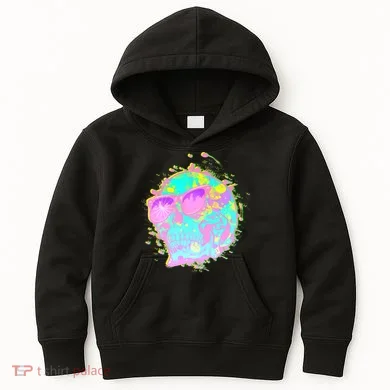 Retro Neon Skull Kids Hoodie