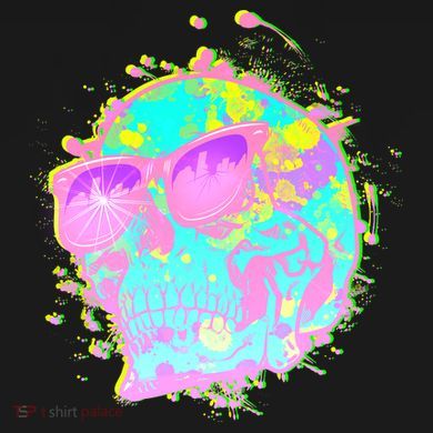 Retro Neon Skull Kids Tie-Dye T-Shirt