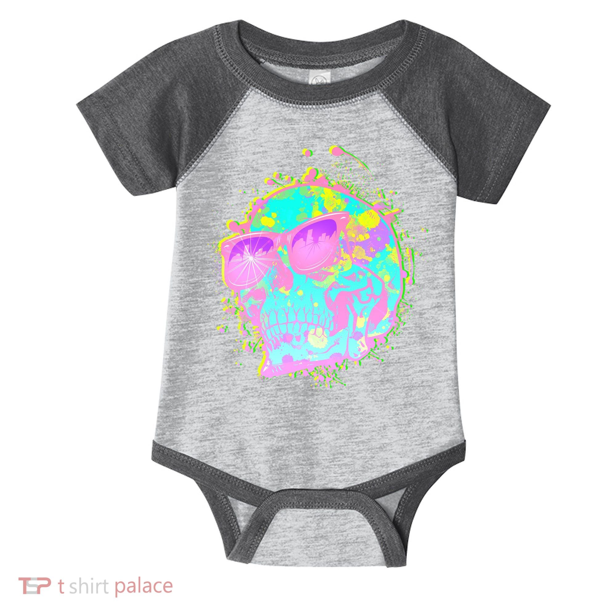 Retro Neon Skull Infant Baby Jersey Bodysuit
