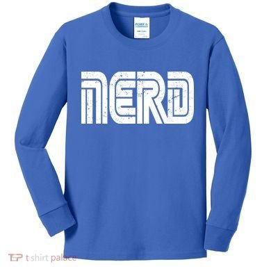 Retro Nerd Gamer Logo Kids Long Sleeve Shirt