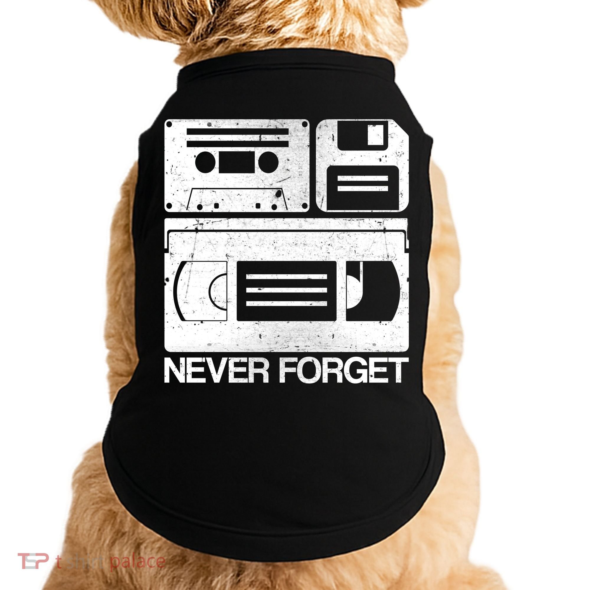 Retro Never Forget Cassette Floppy Disk VHS Tape Doggie Tank