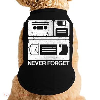 Retro Never Forget Cassette Floppy Disk VHS Tape Doggie Tank