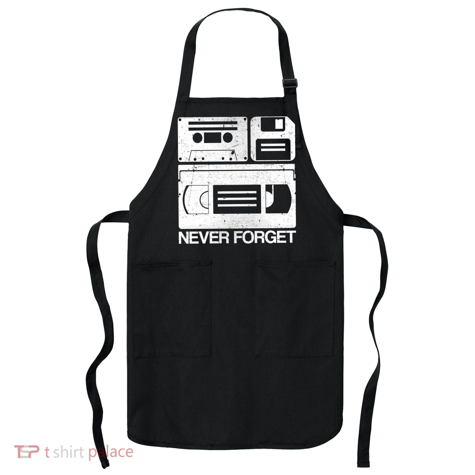 Retro Never Forget Cassette Floppy Disk VHS Tape Apron