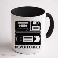 Retro Never Forget Cassette Floppy Disk VHS Tape Coffee Mug thumb 1
