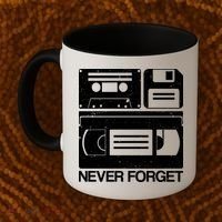 Retro Never Forget Cassette Floppy Disk VHS Tape Coffee Mug thumb 2
