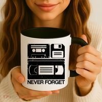 Retro Never Forget Cassette Floppy Disk VHS Tape Coffee Mug thumb 3