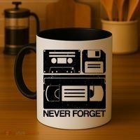 Retro Never Forget Cassette Floppy Disk VHS Tape Coffee Mug thumb 4