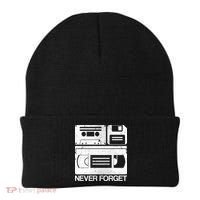 Retro Never Forget Cassette Floppy Disk VHS Tape Beanie thumb 0