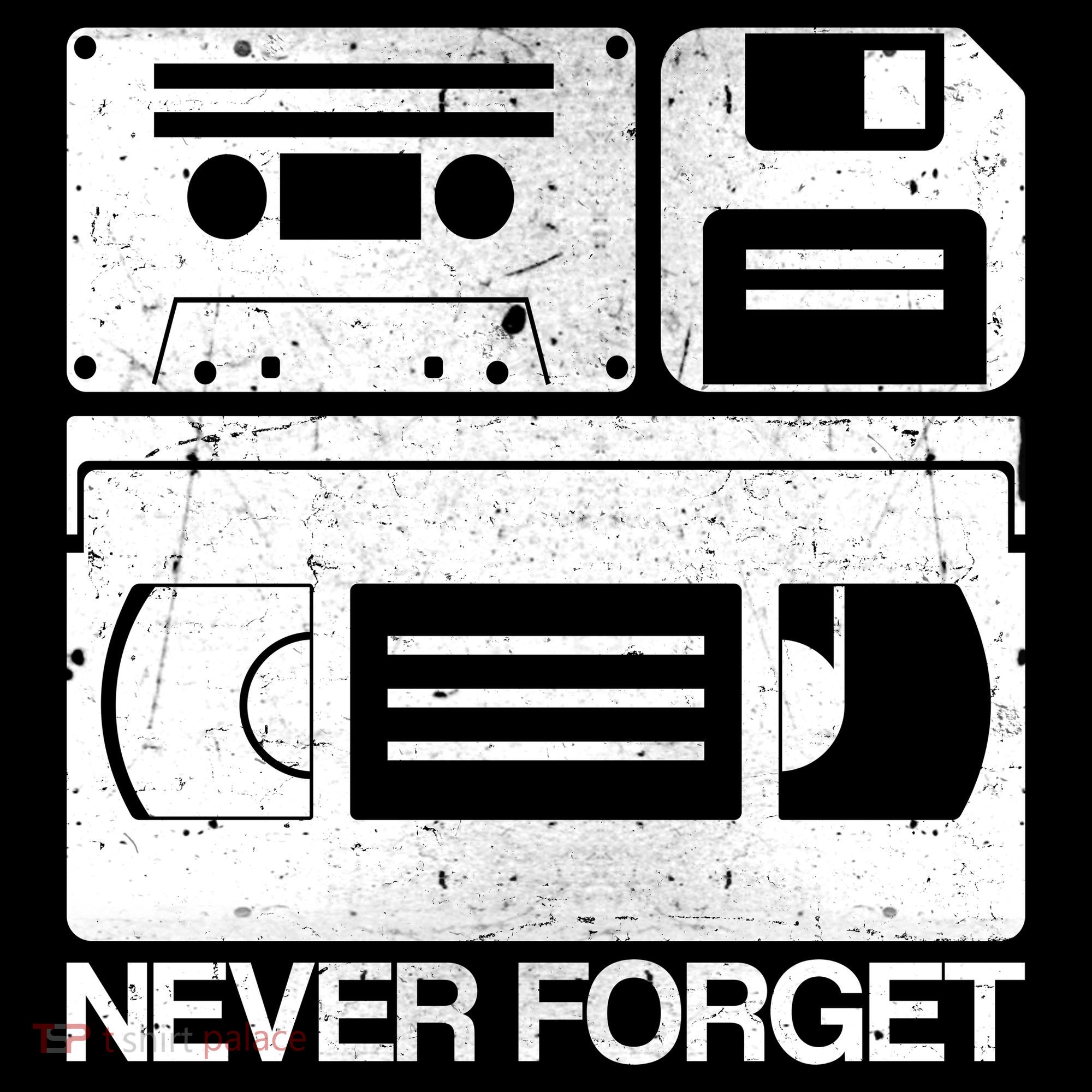 Retro Never Forget Cassette Floppy Disk VHS Tape Polo