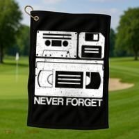 Retro Never Forget Cassette Floppy Disk VHS Tape Golf Towel thumb 1