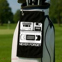 Retro Never Forget Cassette Floppy Disk VHS Tape Golf Towel thumb 2
