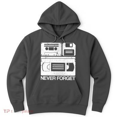 Retro Never Forget Cassette Floppy Disk VHS Tape Hoodie