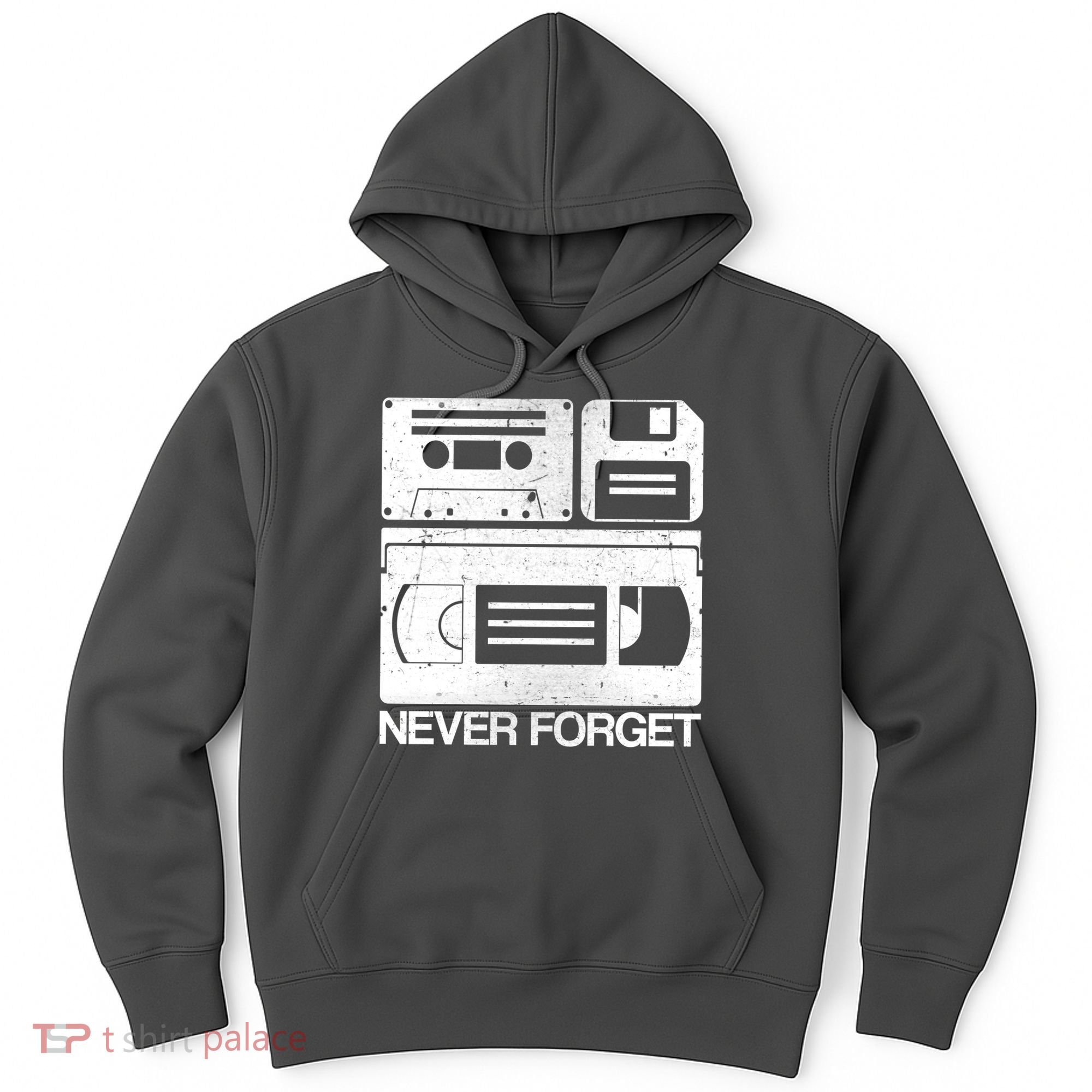 Retro Never Forget Cassette Floppy Disk VHS Tape Hoodie