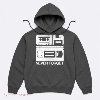 Retro Never Forget Cassette Floppy Disk VHS Tape Hoodie